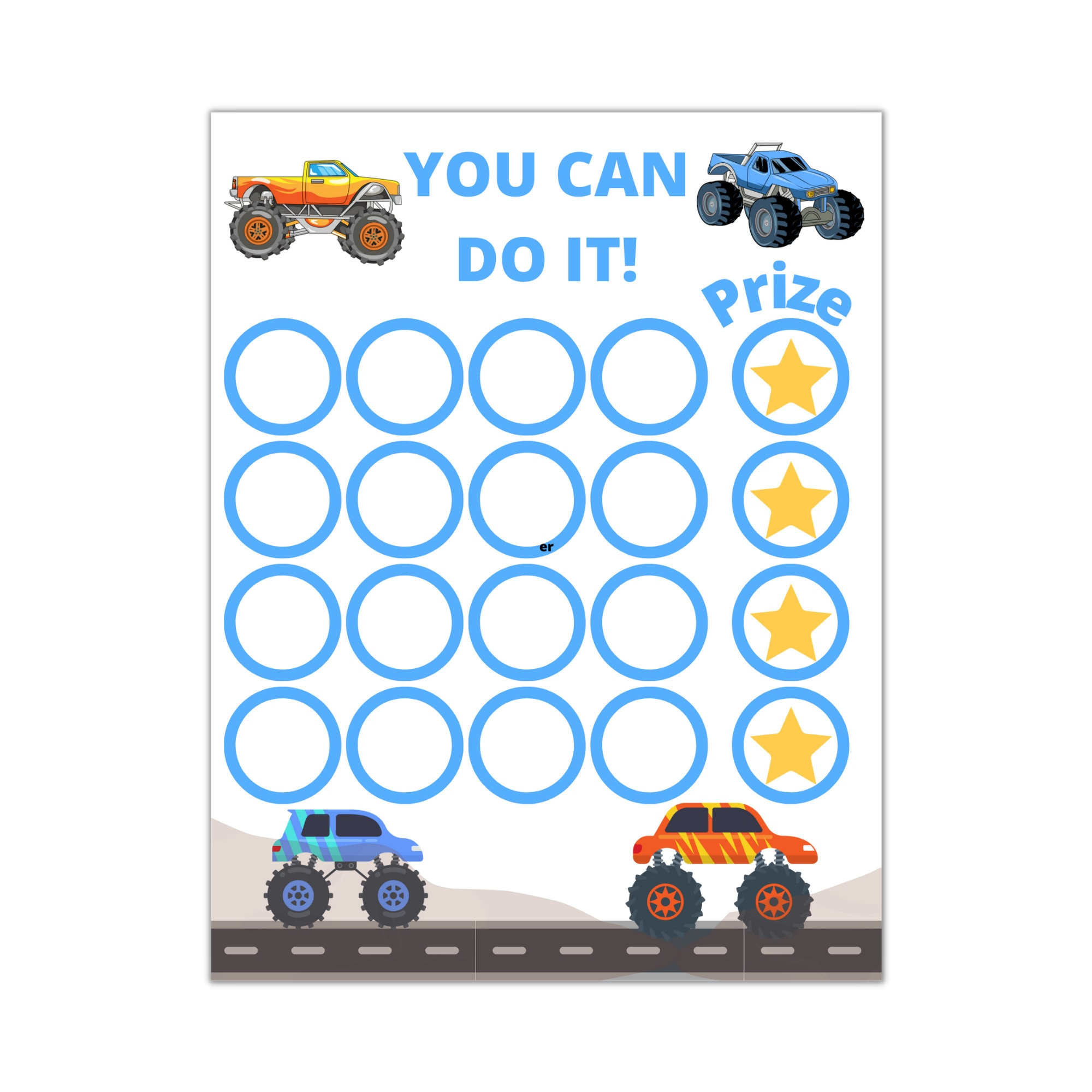 Printable Monster Truck Reward Chart  Monster Truck Potty Chart