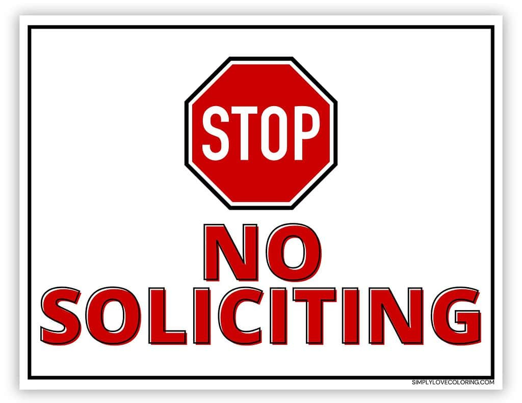 Printable No Soliciting Sign (Free PDF Downloads) - Simply Love