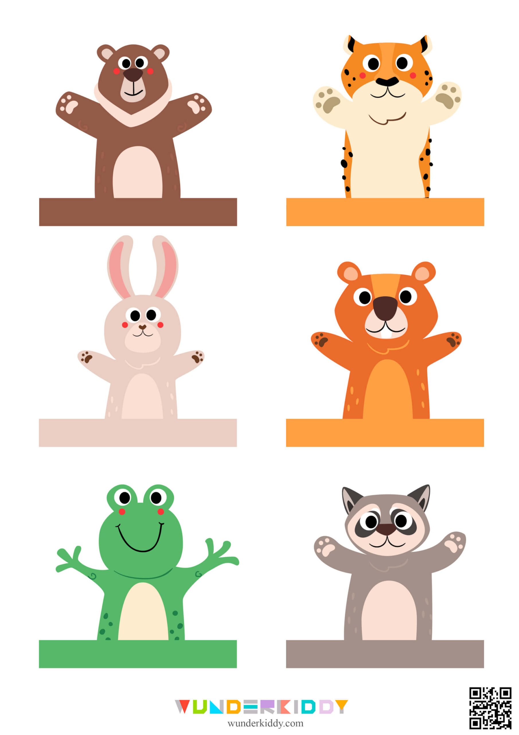 Printable Paper Finger Puppet Templates - Animals Printable Paper Finger Puppet Templates - Animals