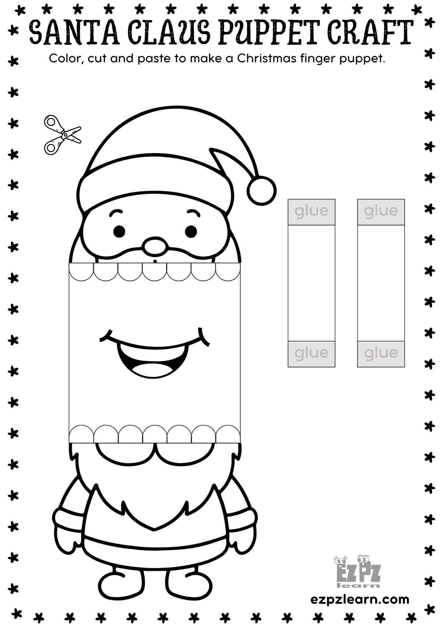 Printable Paper Santa Claus Christmas Puppet - Festive DIY Craft