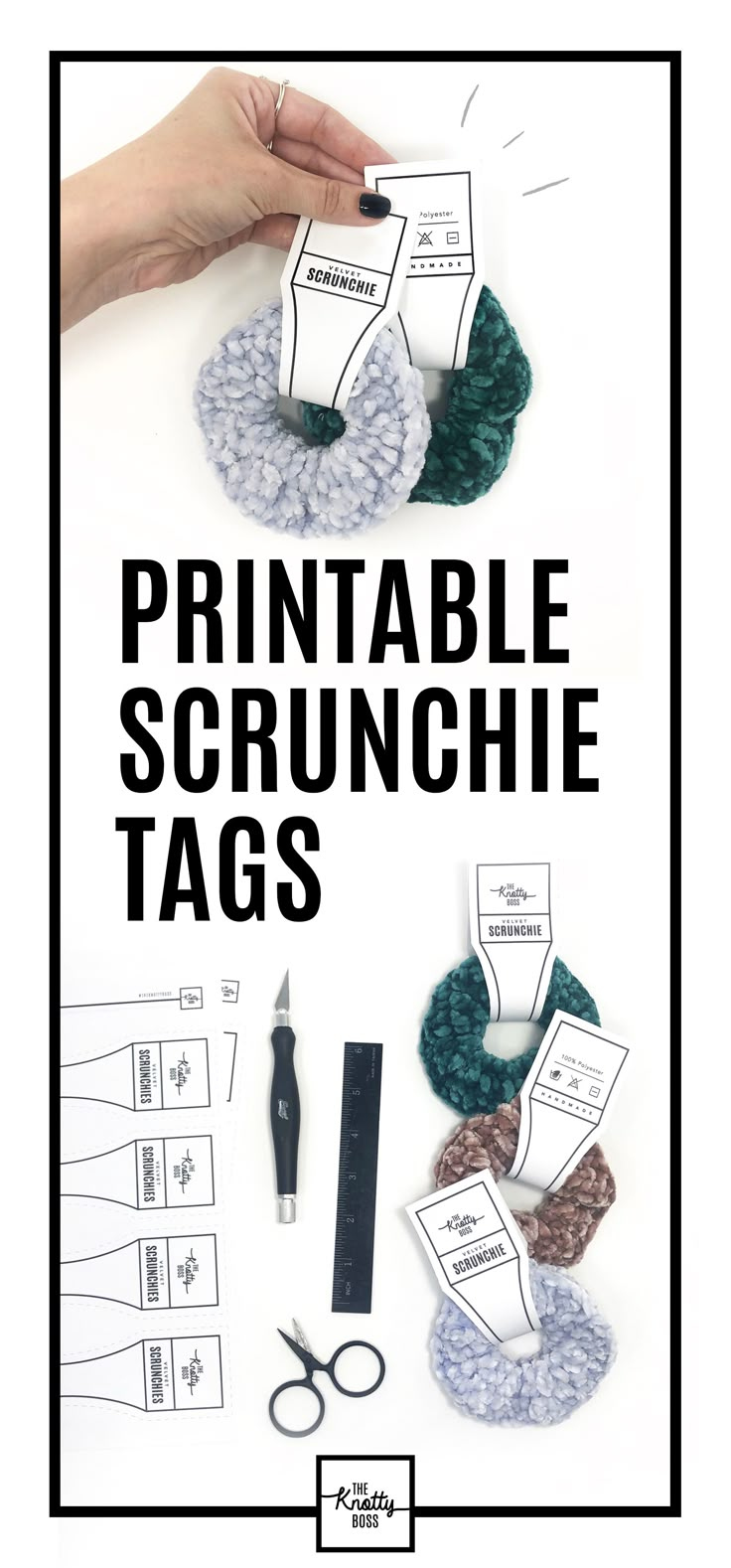 Printable PDF tags for Handmade Scrunchies