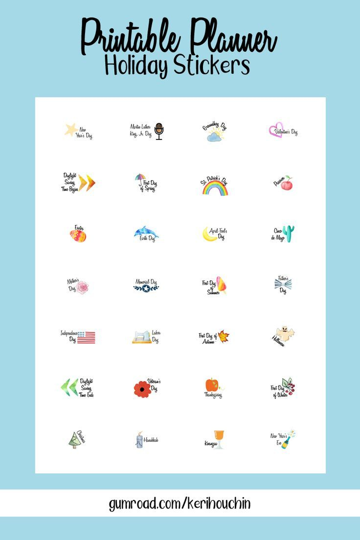 Printable Planner Holiday Stickers