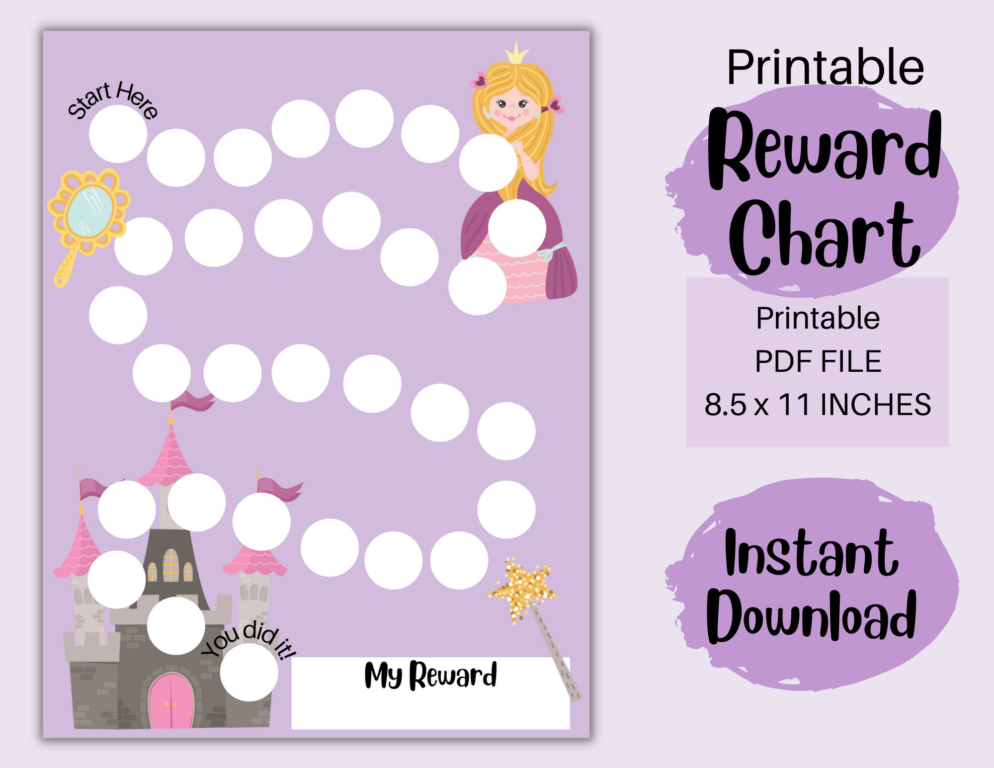 Printable Princess Reward Chart Princess Behavior Chart Printable Princess Reward Chart Princess Behavior Chart