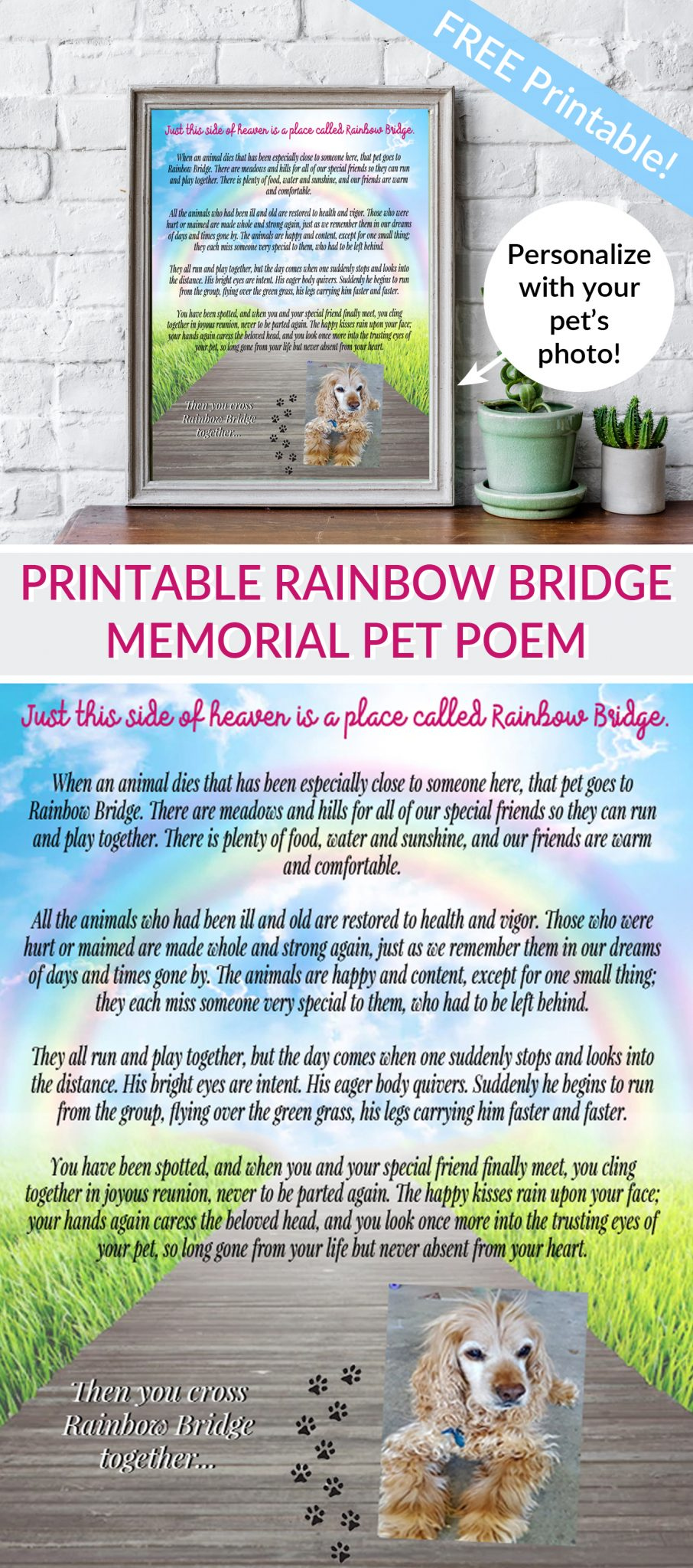 Printable Rainbow Bridge Memorial Pet Poem - For the Love of Food Printable Rainbow Bridge Memorial Pet Poem - For the Love of Food
