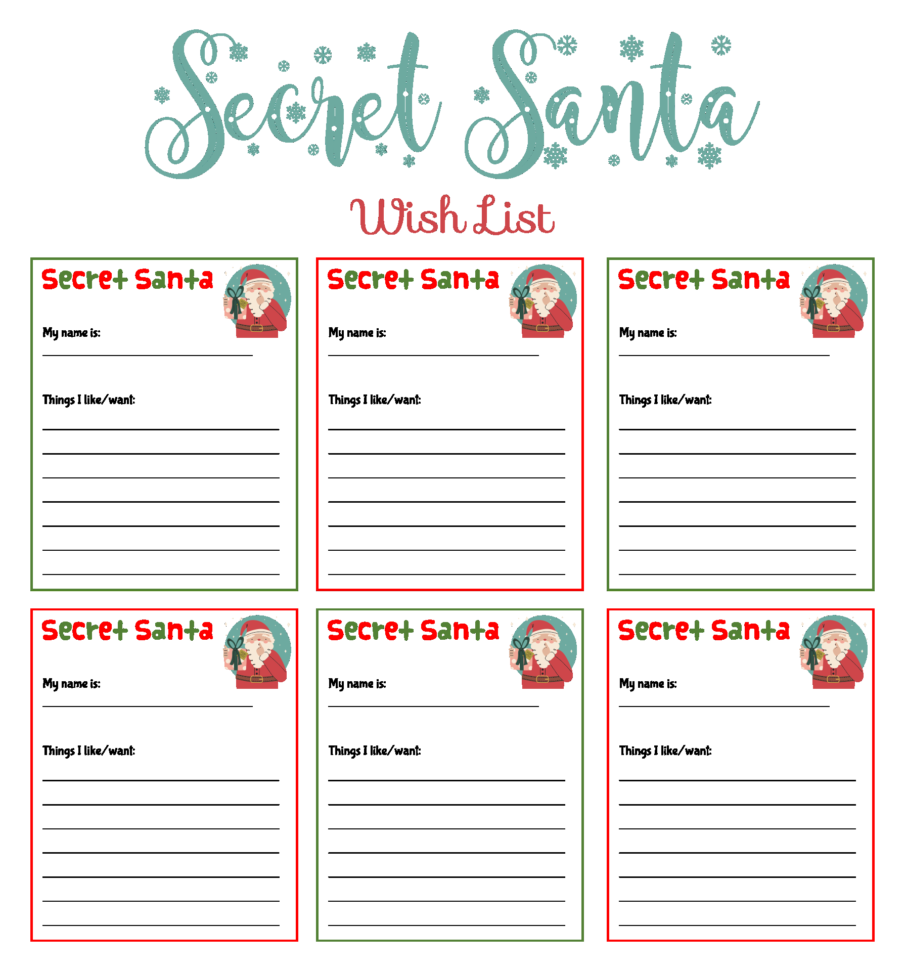 Printable Santa List - Printable Party Favors Printable Santa List - Printable Party Favors