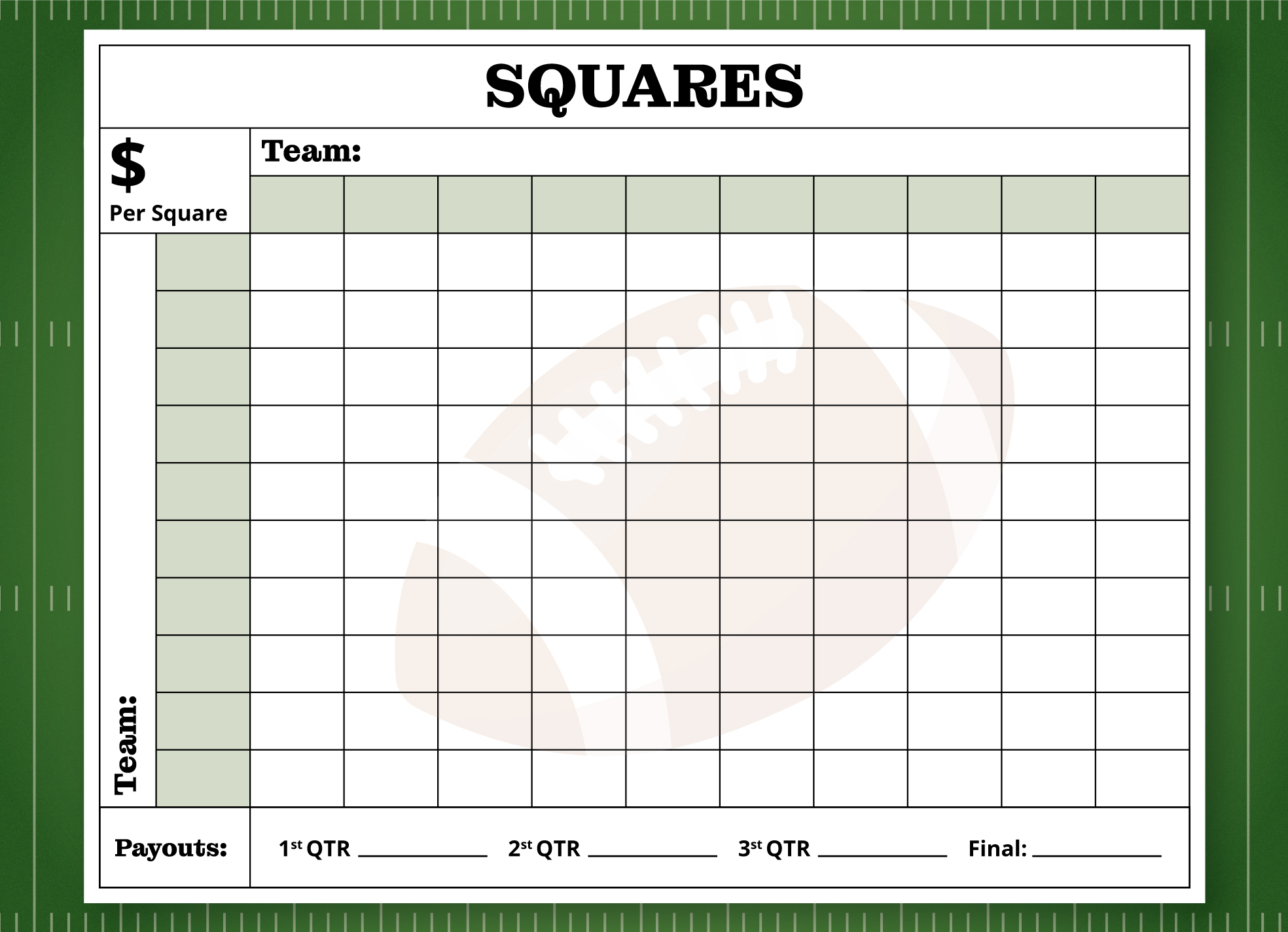 Printable Super Bowl Squares Free Google Docs Template - gdoc