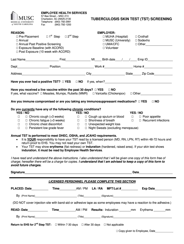 Printable tb test form for employment: Fill out & sign online  DocHub