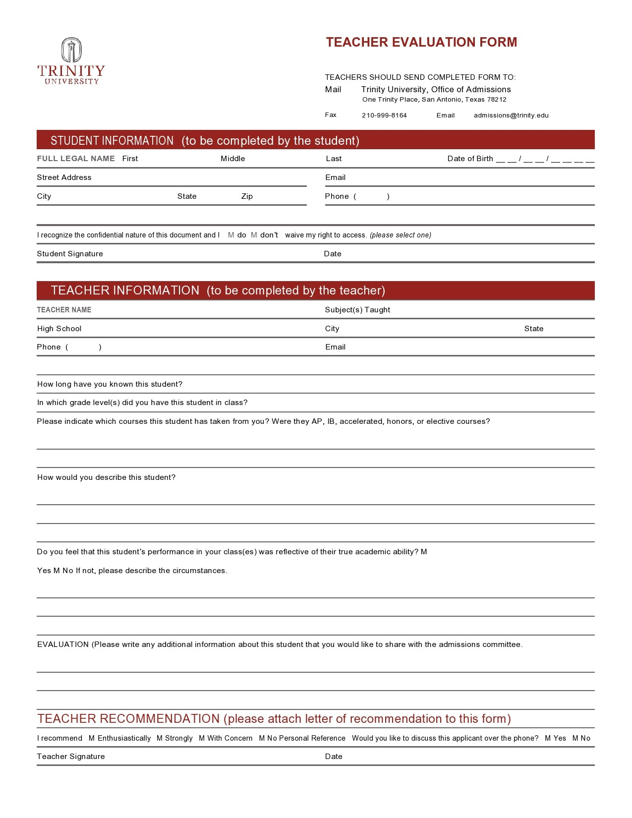 Printable Teacher Evaluation Forms [Free] ᐅ TemplateLab