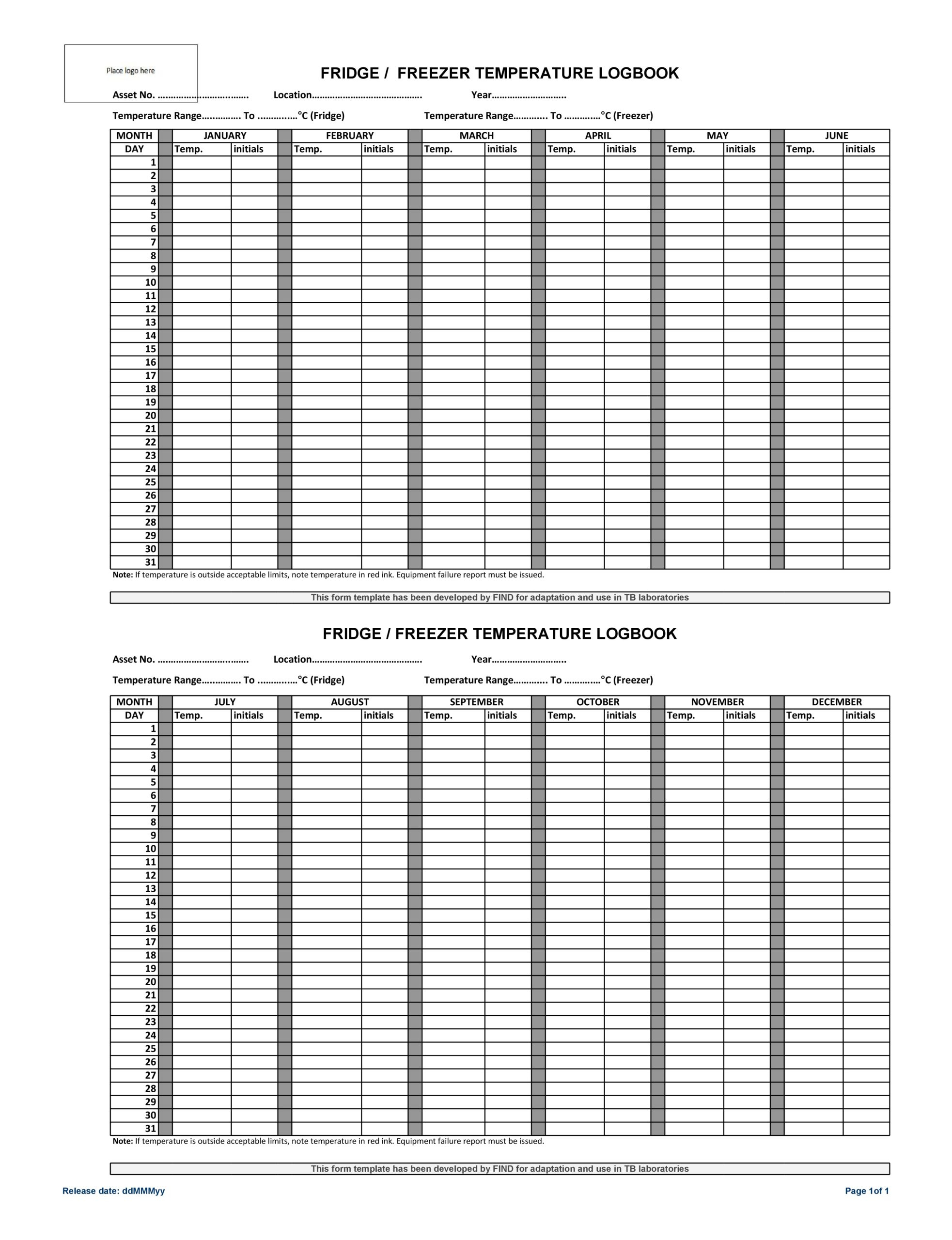 Printable Temperature Log Sheets (Word, Excel, PDF) Printable Temperature Log Sheets (Word, Excel, PDF)