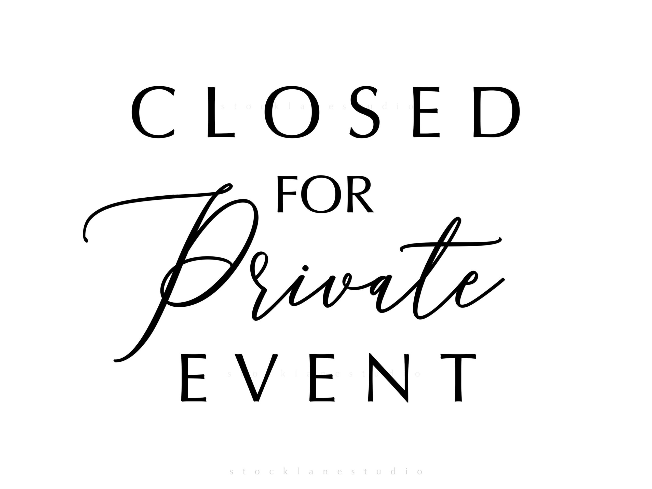 Private Event Sign, Printable Closed for Private Party Sign in