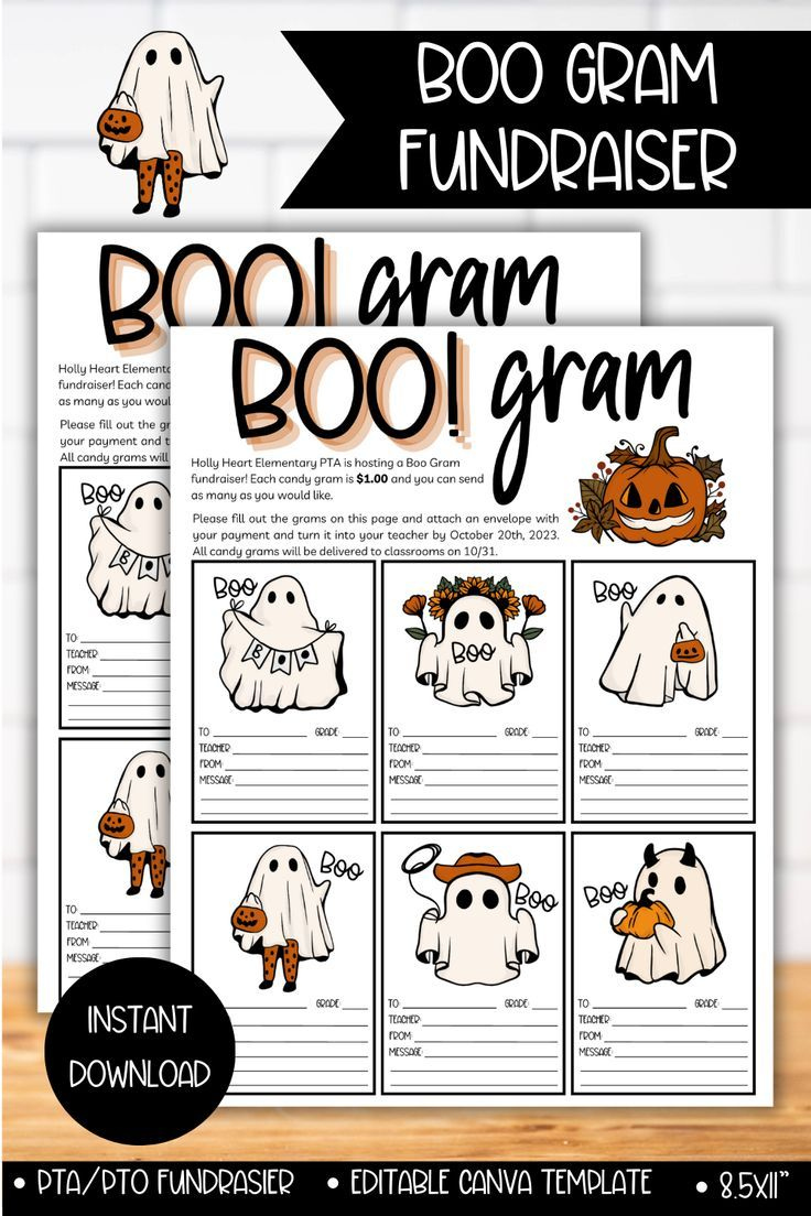 PTA PTO Halloween Fall Gram Fundraiser Template, School Fundraiser