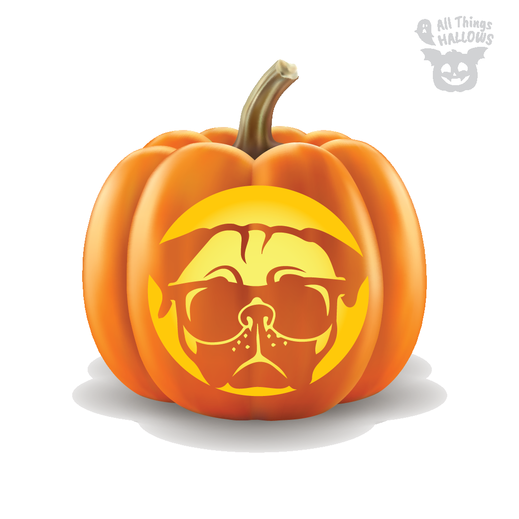Pug Pumpkin Stencil - Allthingshallows