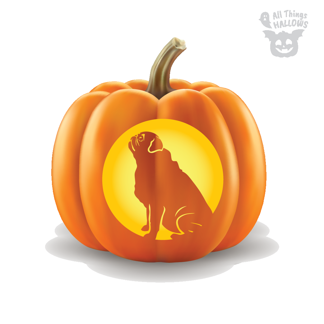 Pug Pumpkin Stencil - Howling Pug