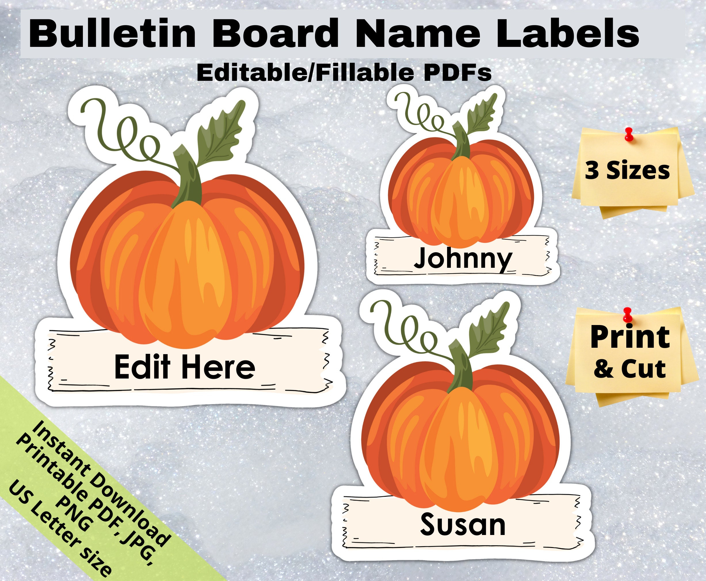 Pumpkins Fall, Editable Student Name Tags PRINTABLES, Classroom