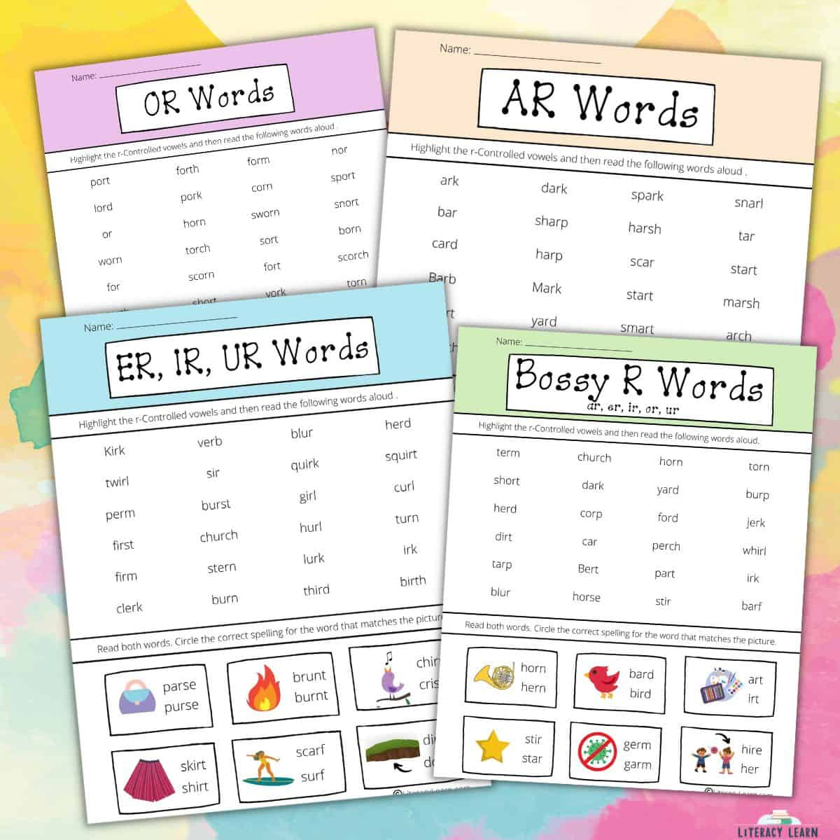 R-Controlled Vowels Worksheets:  Free Printables! - Literacy Learn