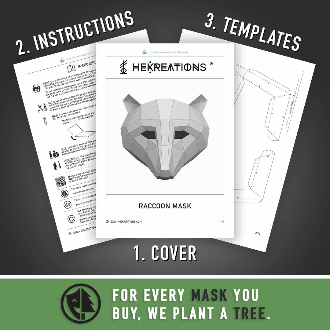 Raccoon Mask Printable Template  Papercraft PDF Pattern