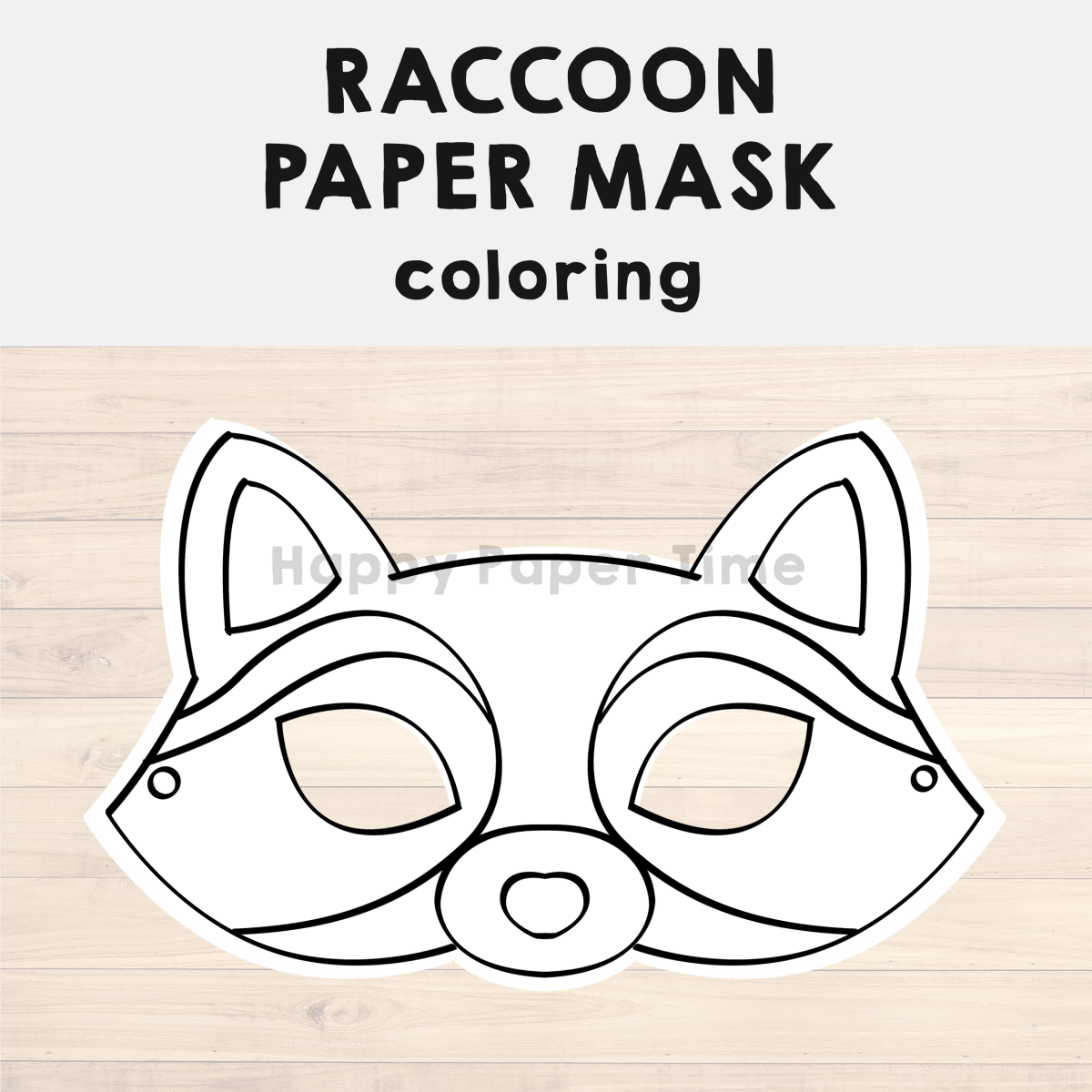 Raccoon Paper Mask Printable Woodland Forest Animal Coloring Craft
