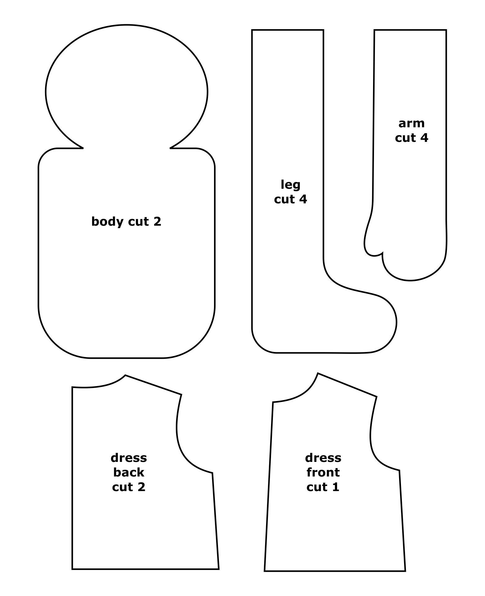 Rag Doll Sewing Pattern -  Free PDF Printables  Printablee