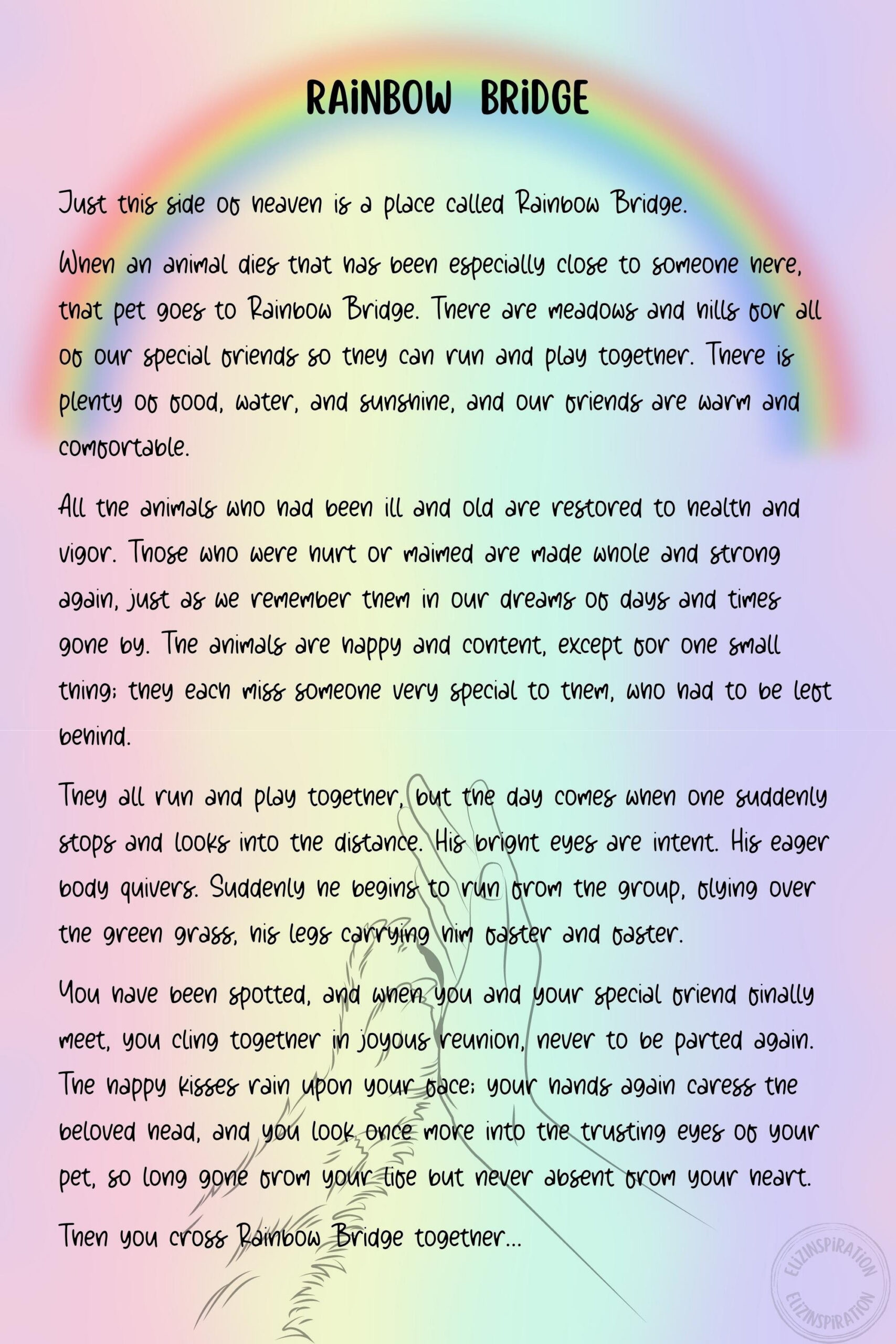 Rainbow Bridge Poem Digital Print - Pet Loss Memorial Print Rainbow Bridge Poem Digital Print - Pet Loss Memorial Print