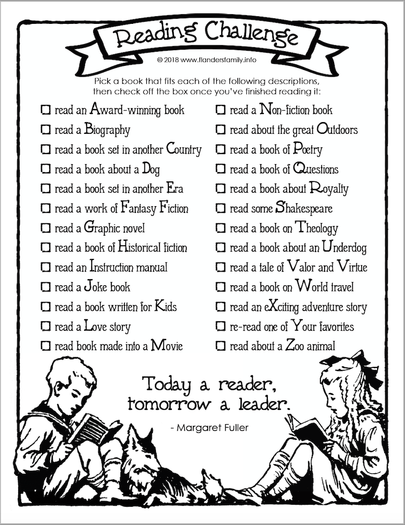 Reading Challenge for All Ages (Free Printable) - Flanders Family Reading Challenge for All Ages (Free Printable) - Flanders Family