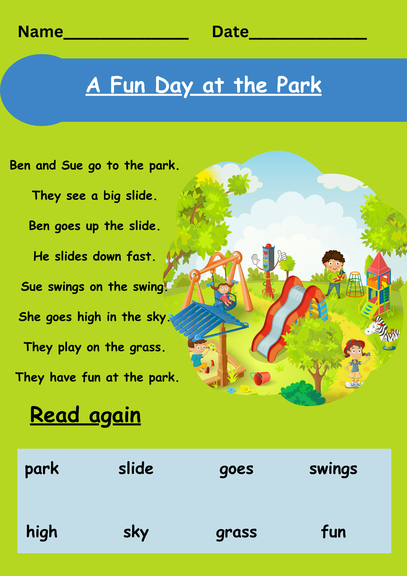 Reading Comprehension Passage for Kindergarten Level A ( Basic Reading Comprehension Passage for Kindergarten Level A ( Basic