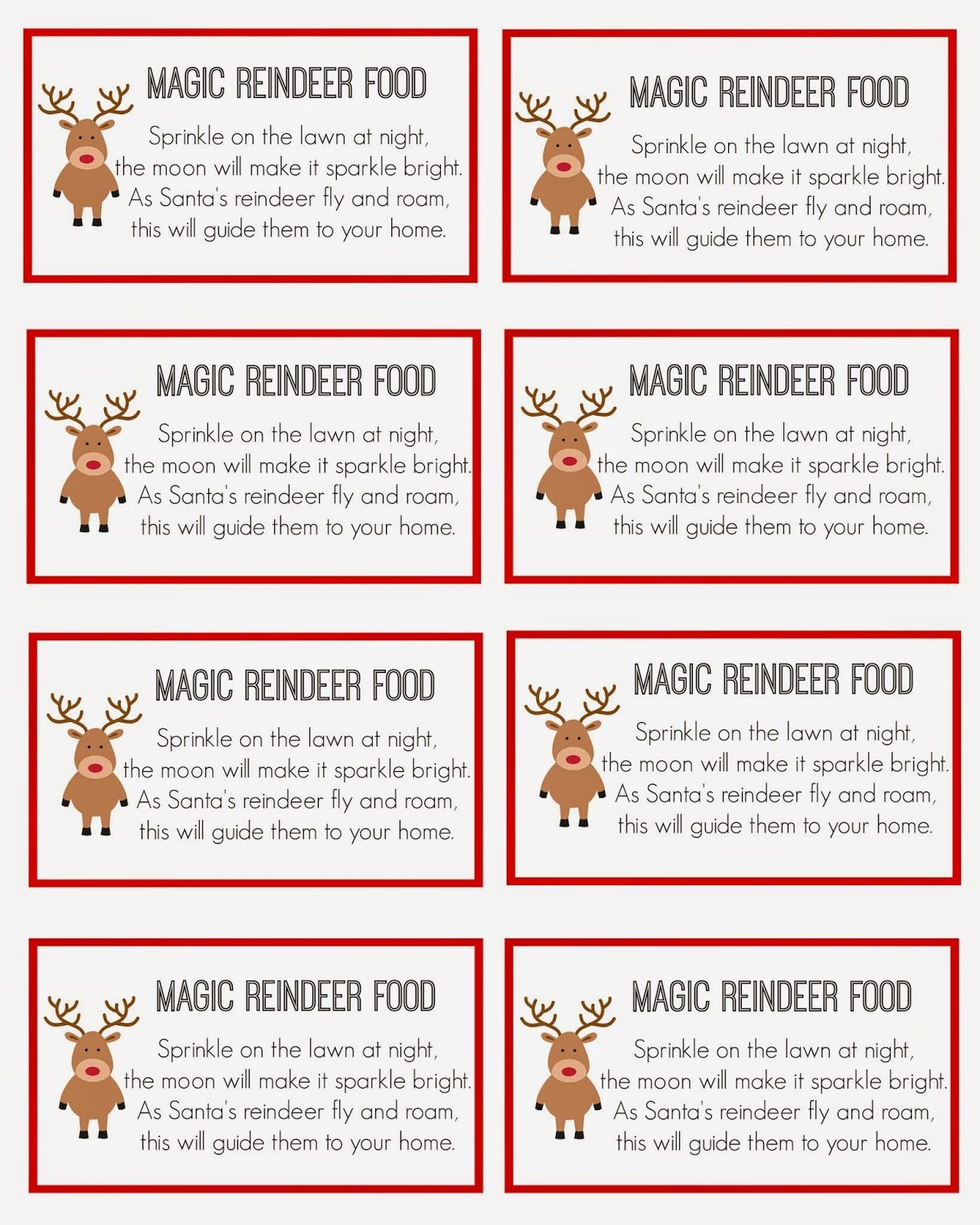 Recipe Uk Magic Reindeer Food Label, INSTANT DOWNLOAD, Printable