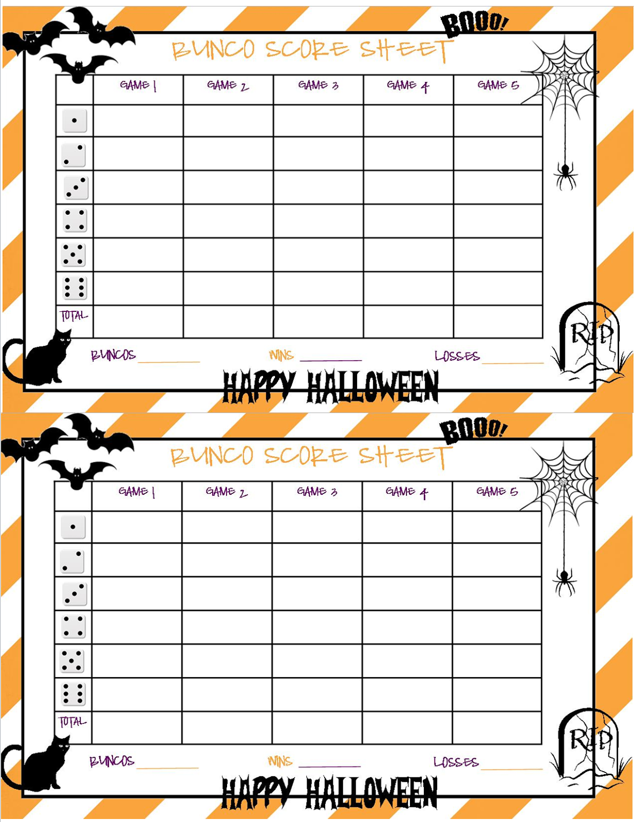 Recipes from Stephanie: Halloween Bunco Sheet Recipes from Stephanie: Halloween Bunco Sheet