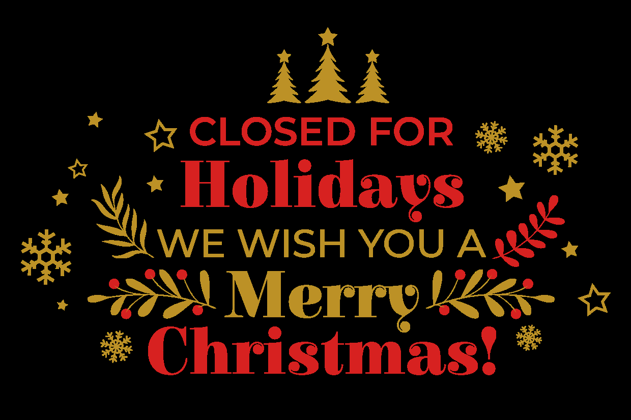 Red and Gold Closed for Christmas Sign Template  Square Signs