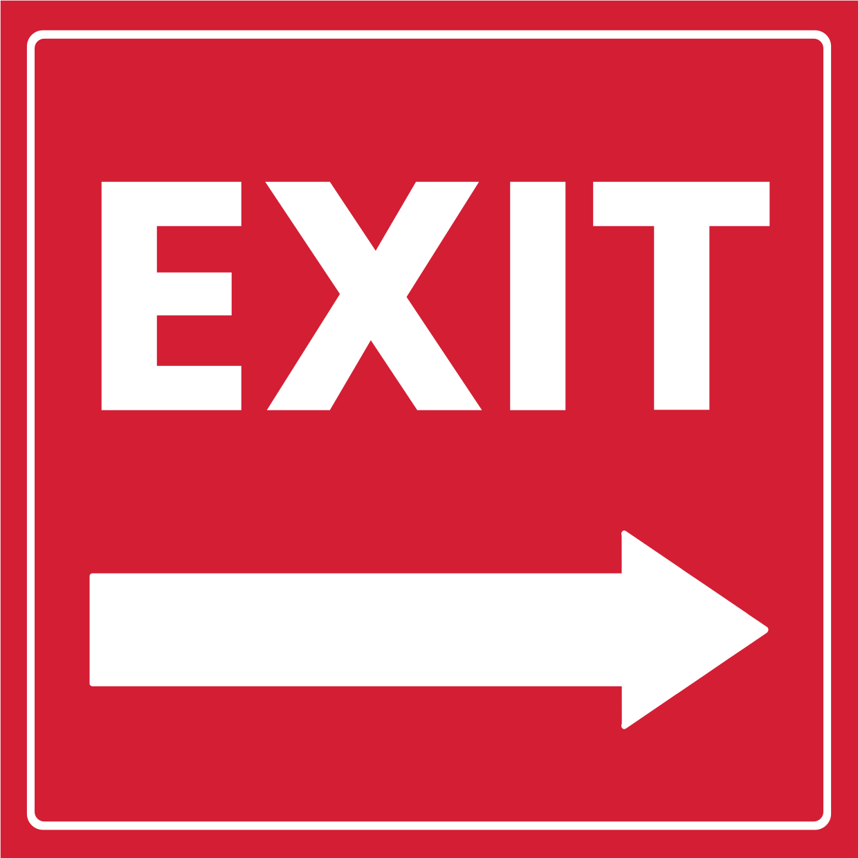 Red and White Right-Pointing Arrow Exit Sign Template  Square Signs