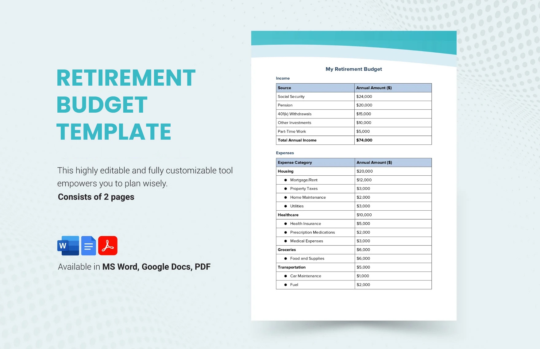 Retirement Budget Template in Word, PDF, Google Docs - Download Retirement Budget Template in Word, PDF, Google Docs - Download