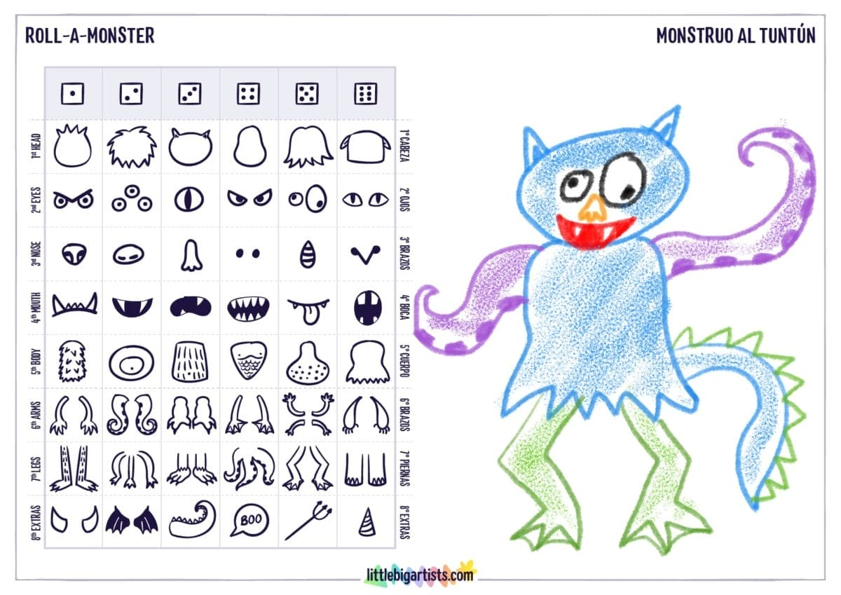 Roll-A-Monster Printable Drawing Activity - Little Big Artists Roll-A-Monster Printable Drawing Activity - Little Big Artists