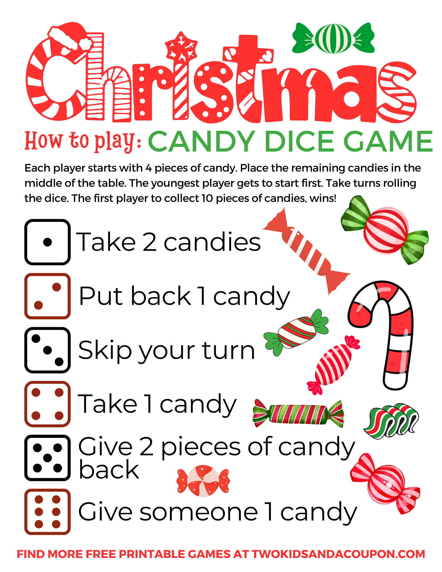 Roll Sweet Fun With Our Candy Christmas Dice Game Roll Sweet Fun With Our Candy Christmas Dice Game