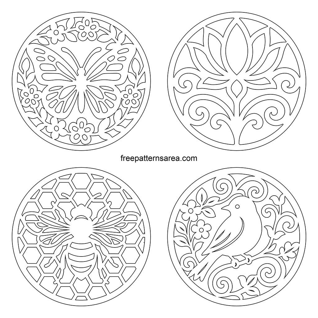 Round Coaster Templates – Free PDF for Crafts & Scroll Saw