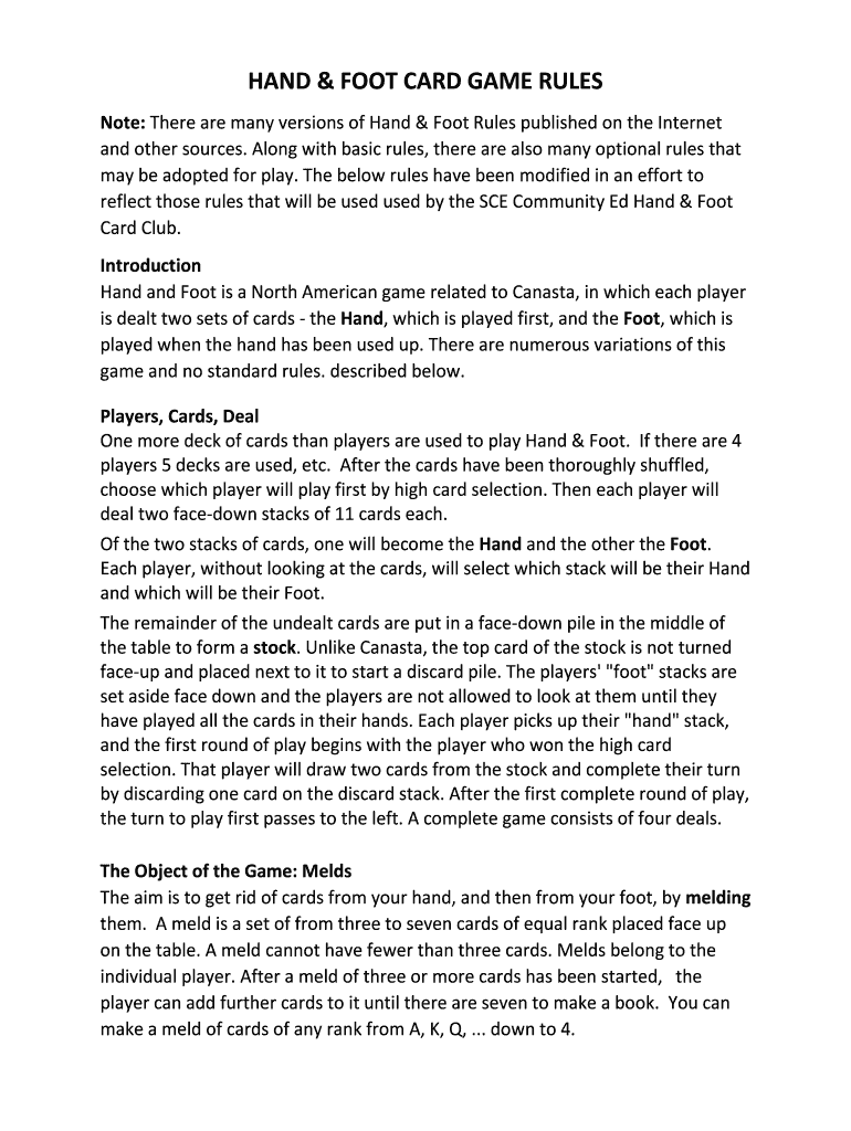 Rules for hand and foot card game pdf: Fill out & sign online  DocHub