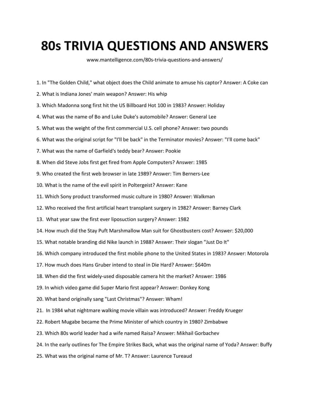 + s Trivia Questions & Answers (Music, Movies, Culture