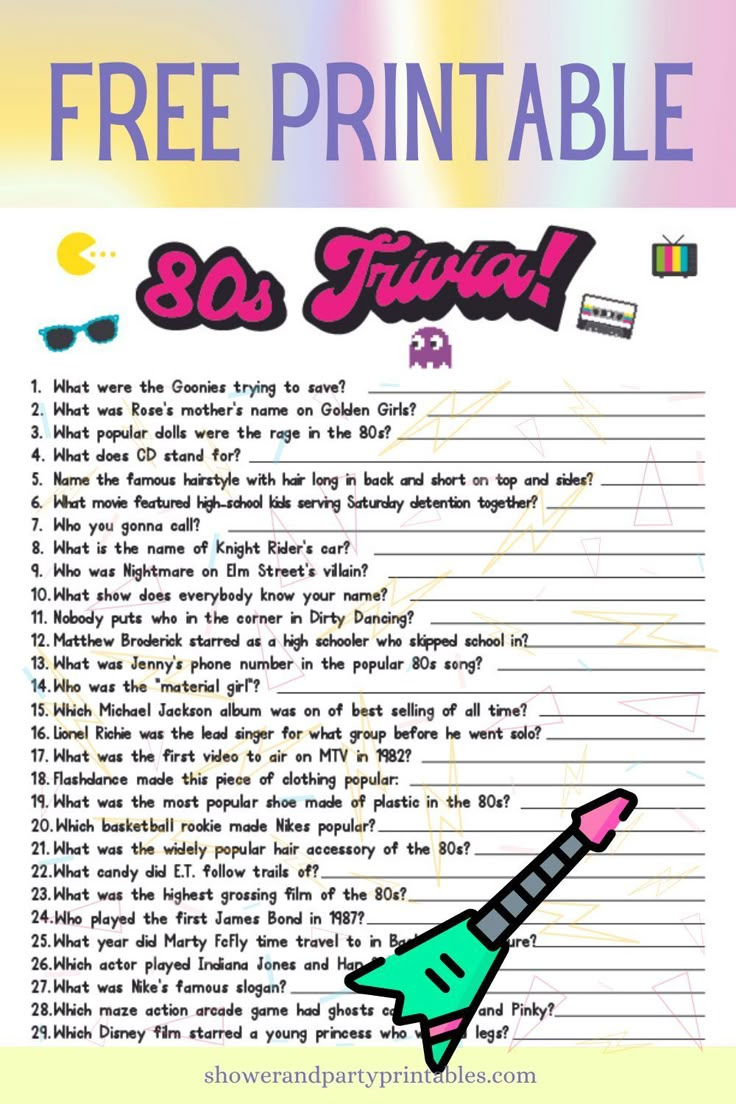 s Trivia Questions and Answers Printable (Free!)