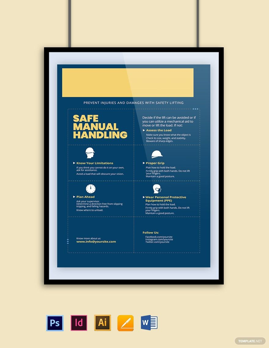 Safe Manual Handling Poster Template in PDF, Word, Illustrator Safe Manual Handling Poster Template in PDF, Word, Illustrator