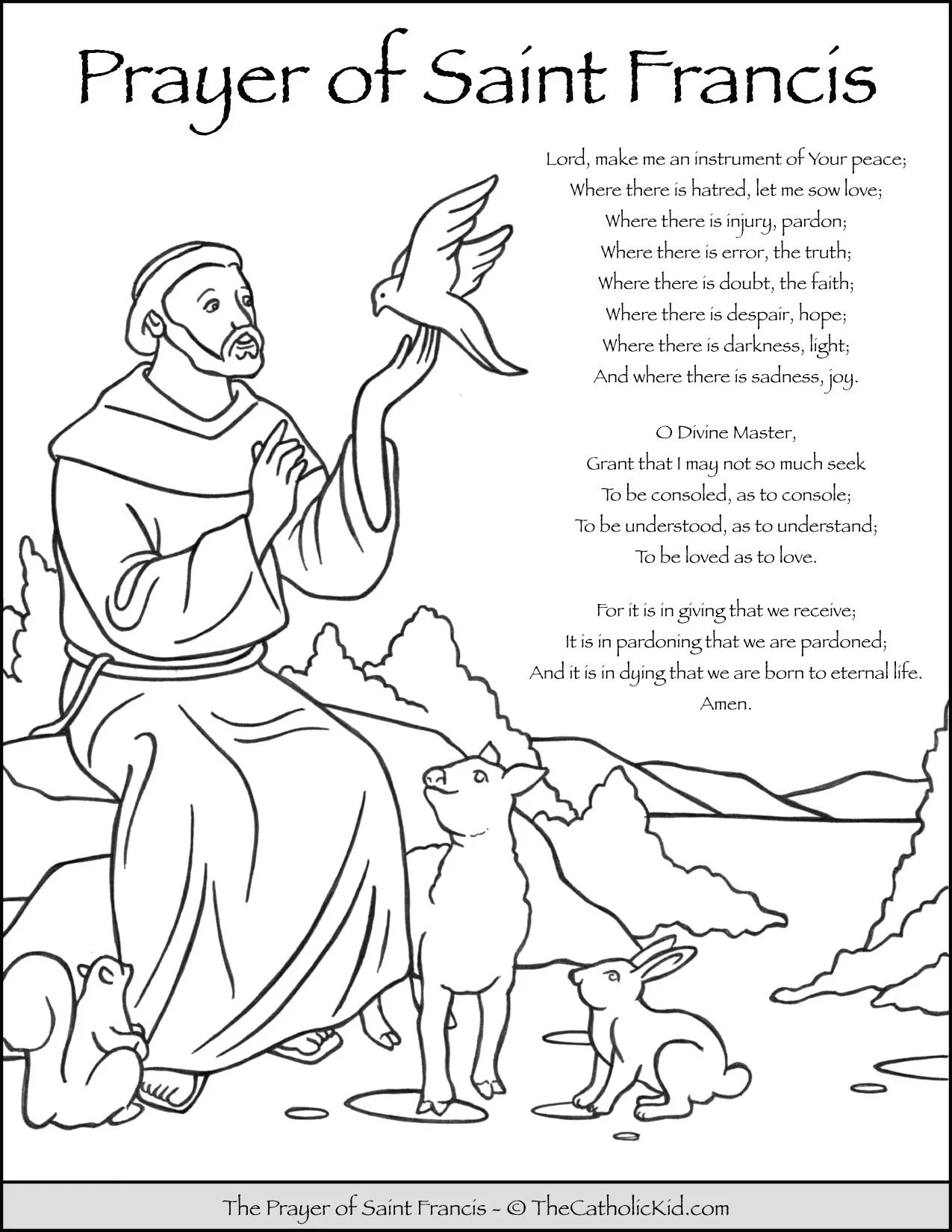 Saint Francis Prayer Printable - Printable Party Favors