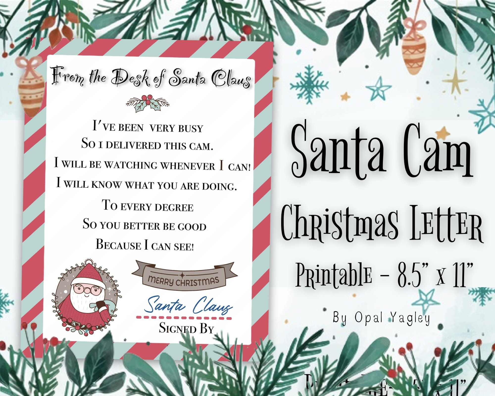 Santa Cam Letter / Printable Note for Santa Cam Ornament