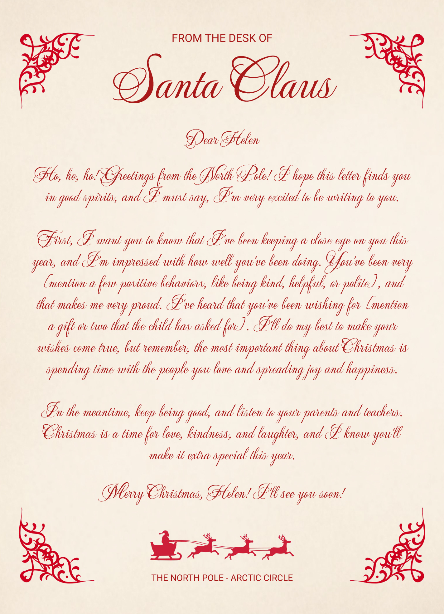 Santa Claus Letterhead Free Google Docs Template - gdoc