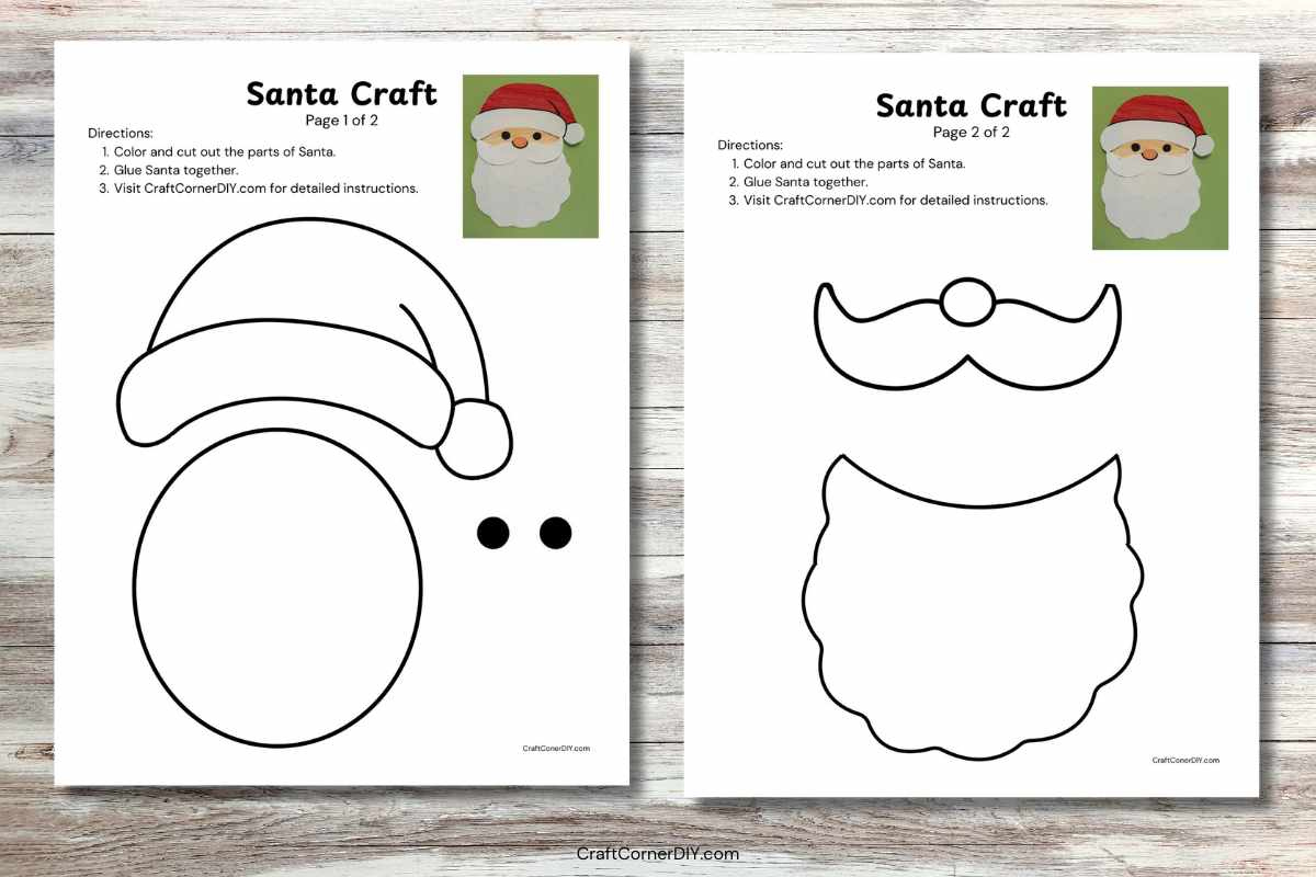 Santa Craft for Kids: Free Printable Craft Corner DIY Santa Craft for Kids: Free Printable Craft Corner DIY