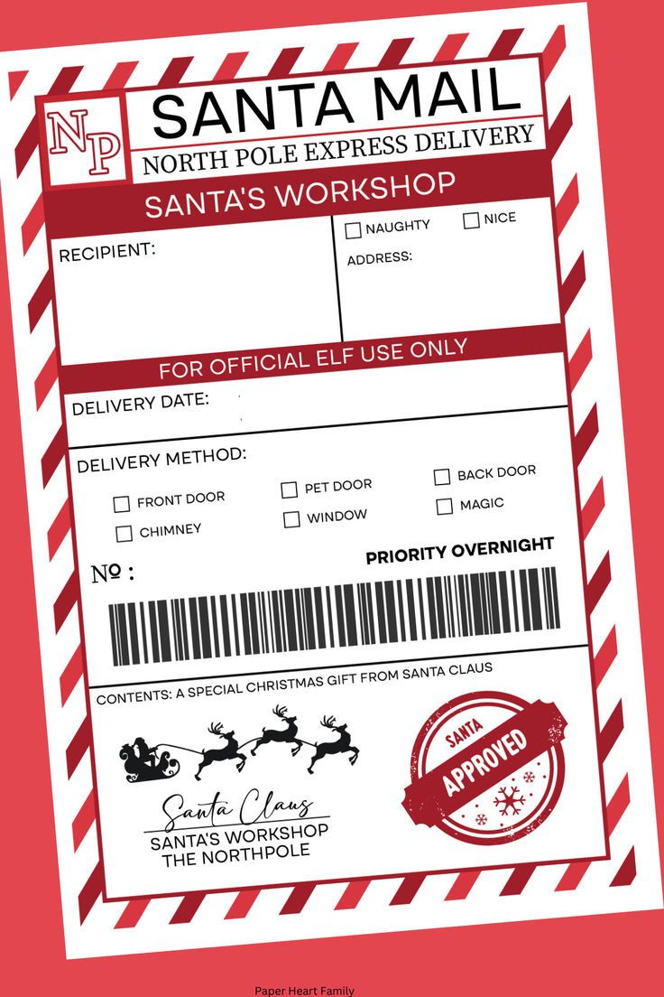 Santa Mail Shipping Label Printable