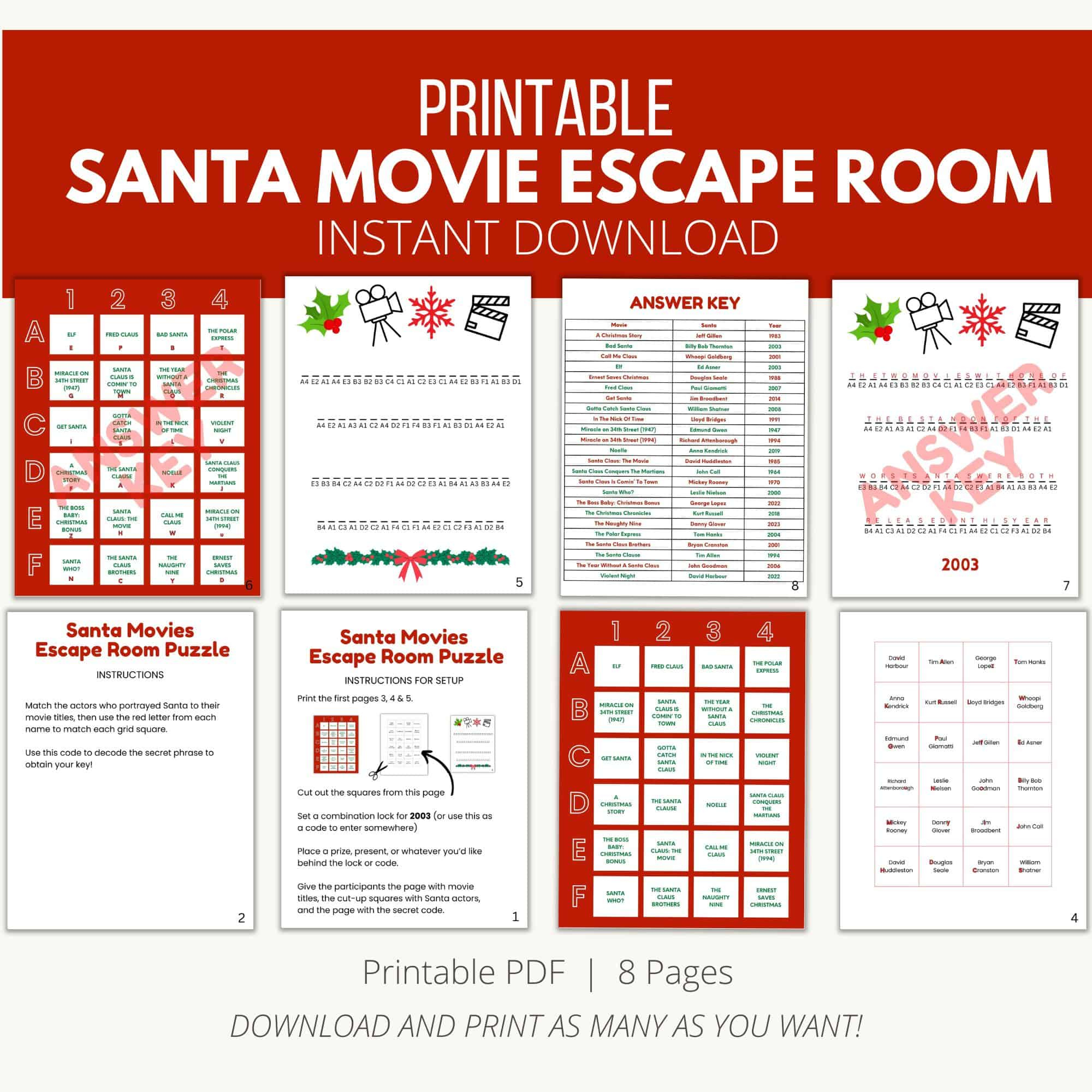 Santa Movie Escape Room Printable - Add A Little Adventure