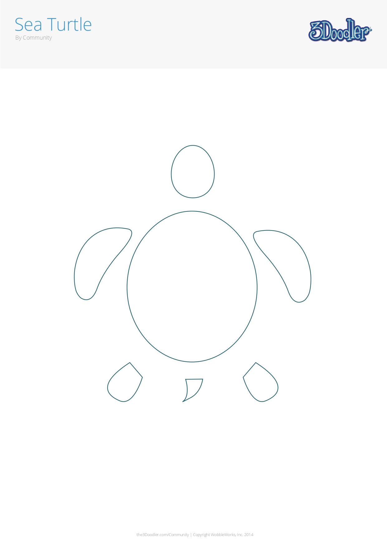 Sea Turtle D Pen Stencil - Doodler