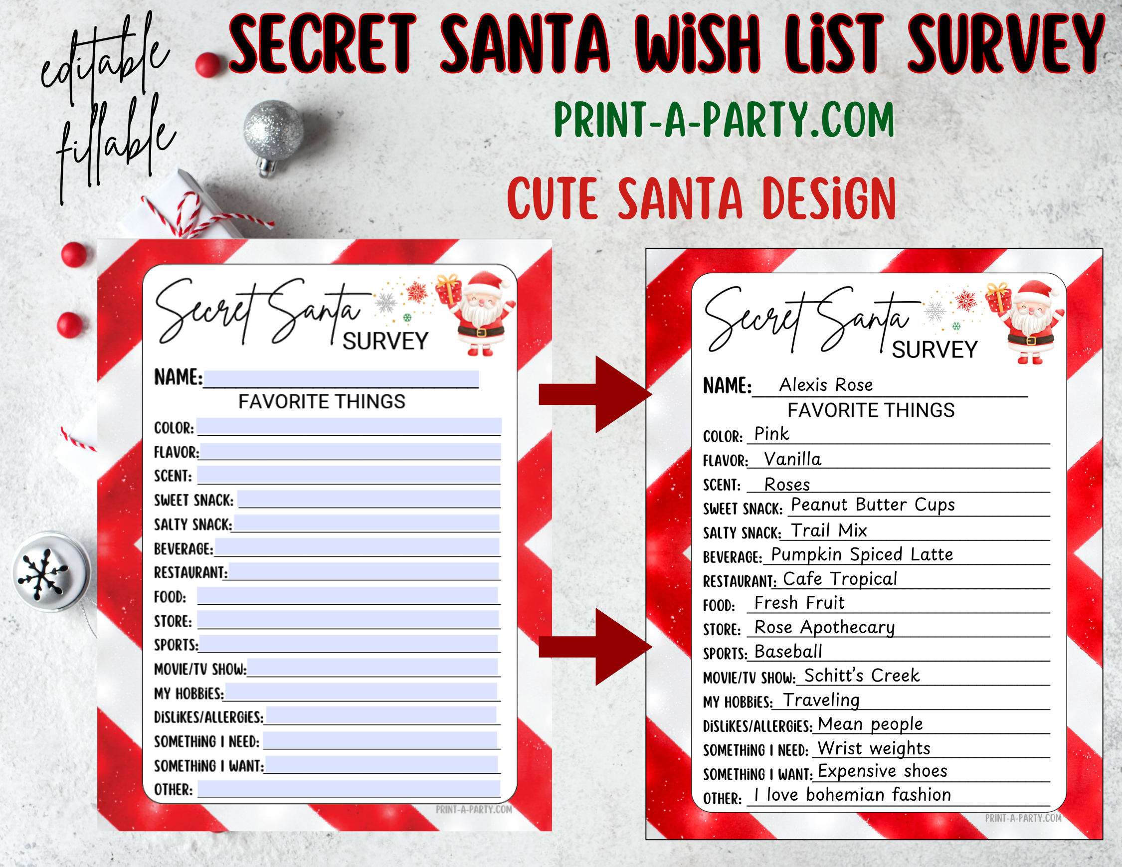 SECRET SANTA EDITABLE - Fillable Secret Santa Wish List – Fillable SECRET SANTA EDITABLE - Fillable Secret Santa Wish List – Fillable