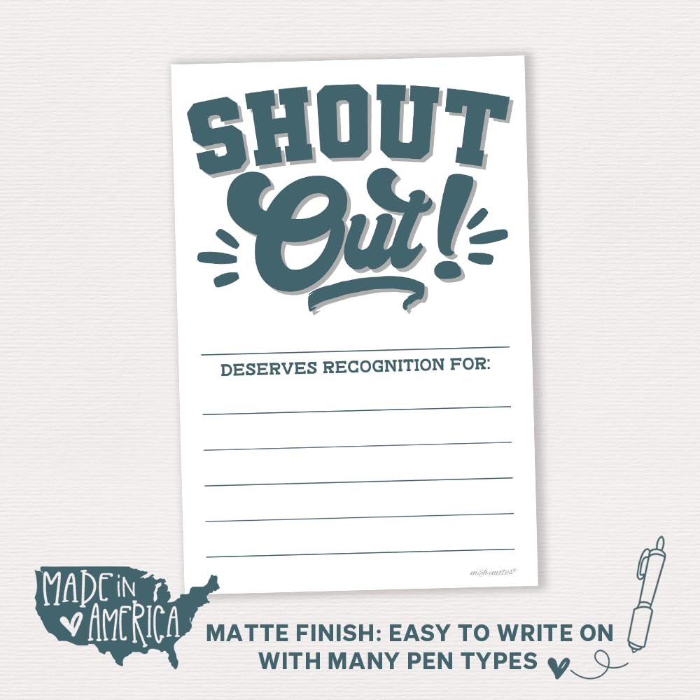 Shout Out Cards for Employees, Office Workers and Students
