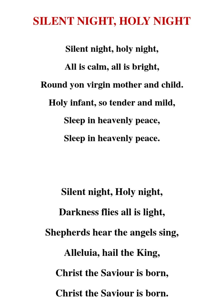 Silent Night Song Lyrics  PDF