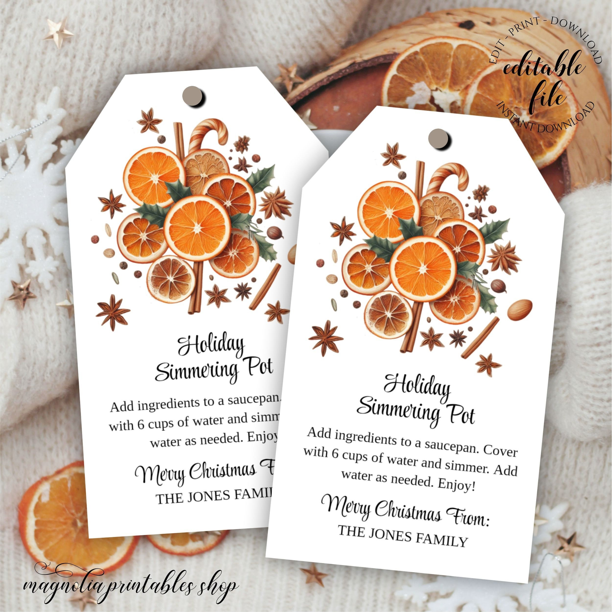 Simmer Pot Gift Tag Template, Editable Simmering Pot Tag for Simmer Pot Gift Tag Template, Editable Simmering Pot Tag for