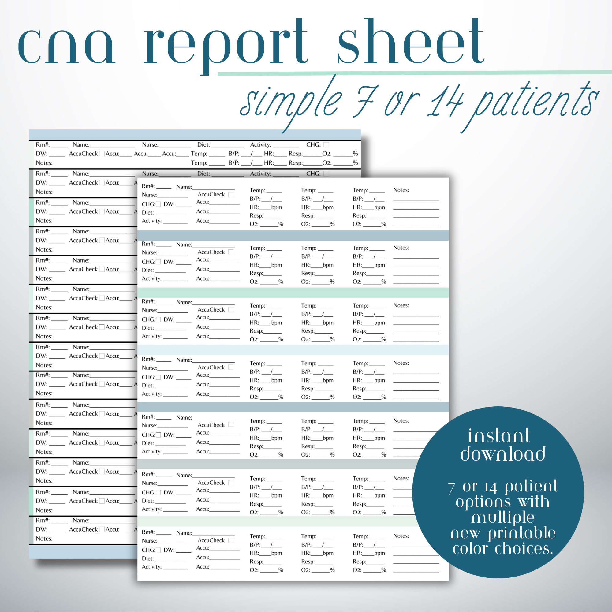 Simple CNA  or  Patient Report Sheet