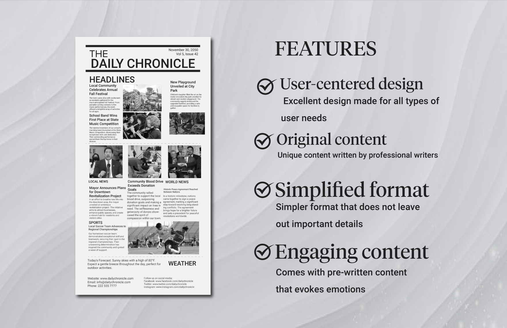 Simple Newspaper Front Page Template in Illustrator, Word, PSD